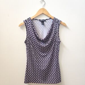 White House Black Market Geometric Print Draped Tank Top XS